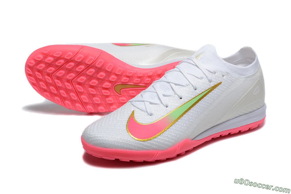 Nike Air Zoom Mercurial Vapor 16 Elite TF Artificial Turf Soccer Shoes - White/Pink/Gold 3