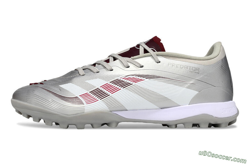 Adidas Predator 25 Elite TF Artificial Turf Soccer Shoes - Silver/Red/White 2