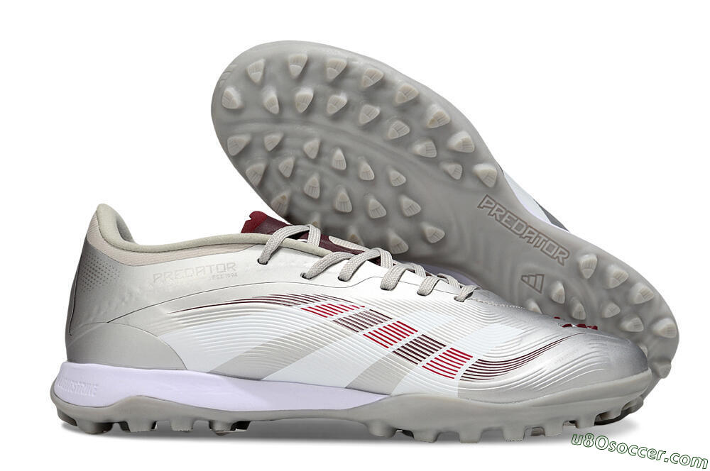 Adidas Predator 25 Elite TF Artificial Turf Soccer Shoes - Silver/Red/White 1
