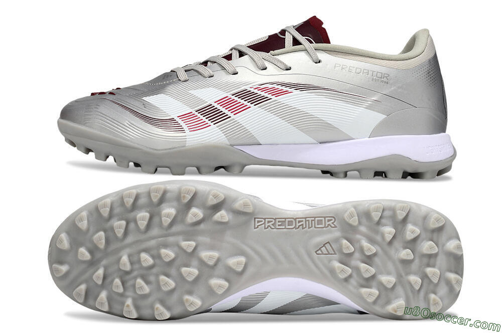 Adidas Predator 25 Elite TF Artificial Turf Soccer Shoes - Silver/Red/White 0