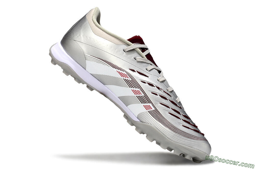 Adidas Predator 25 Elite TF Artificial Turf Soccer Shoes - Silver/Red/White 4