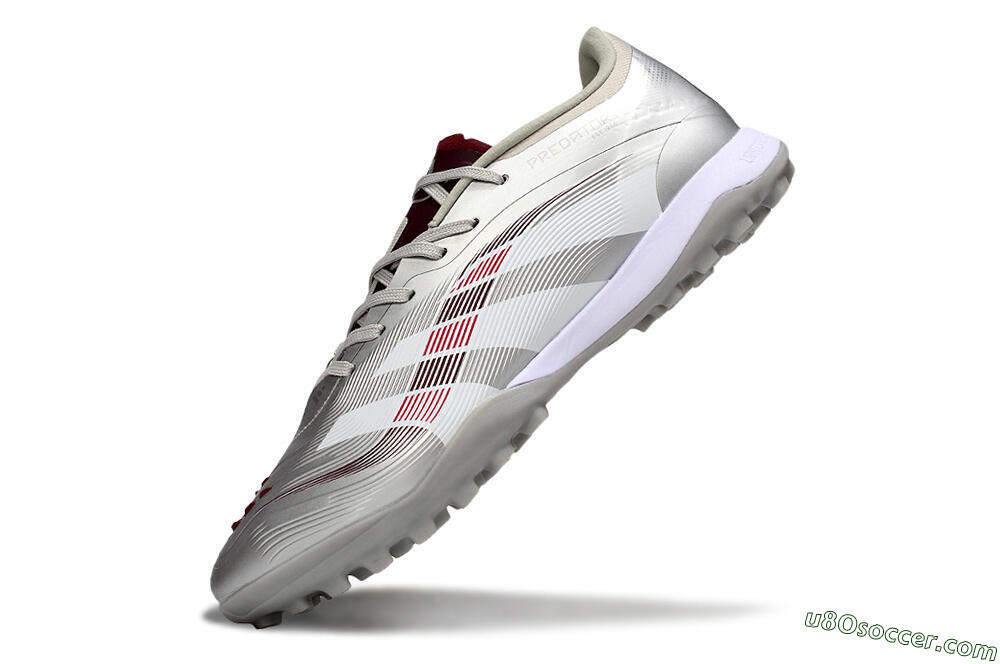 Adidas Predator 25 Elite TF Artificial Turf Soccer Shoes - Silver/Red/White 5