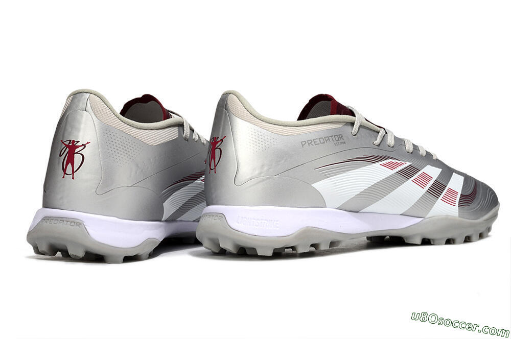 Adidas Predator 25 Elite TF Artificial Turf Soccer Shoes - Silver/Red/White 6