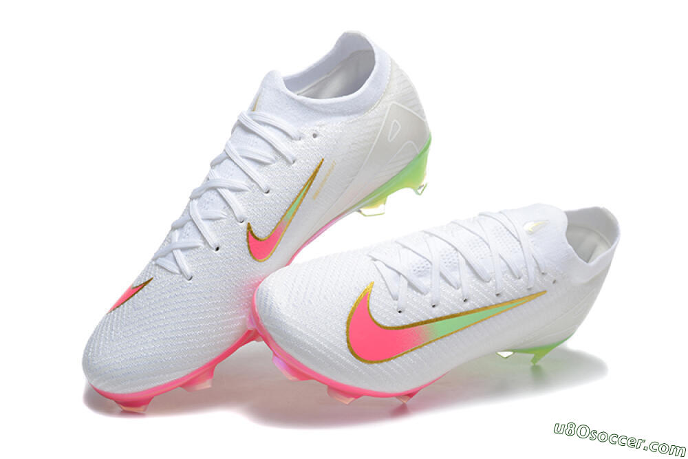 Nike Air Zoom Mercurial Vapor 16 Elite FG Firm Ground Soccer Cleats - White/Pink/Gold 6