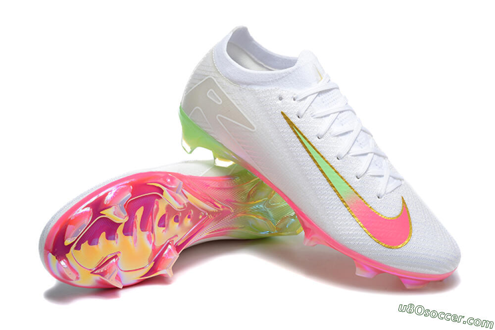 Nike Air Zoom Mercurial Vapor 16 Elite FG Firm Ground Soccer Cleats - White/Pink/Gold 4