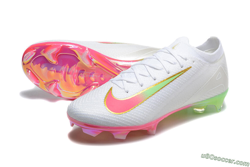 Nike Air Zoom Mercurial Vapor 16 Elite FG Firm Ground Soccer Cleats - White/Pink/Gold 3