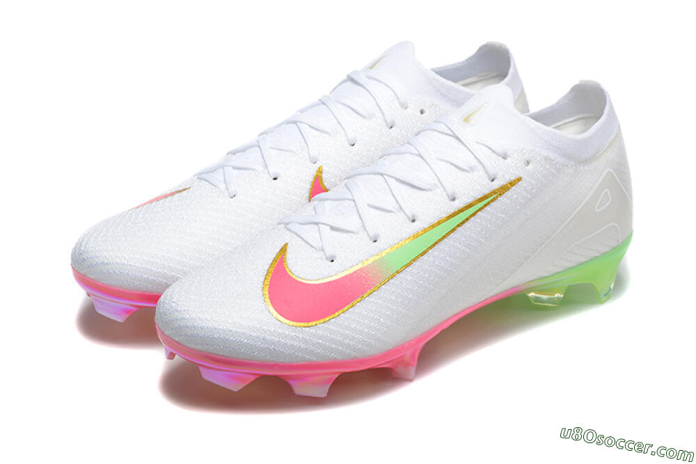 Nike Air Zoom Mercurial Vapor 16 Elite FG Firm Ground Soccer Cleats - White/Pink/Gold 5