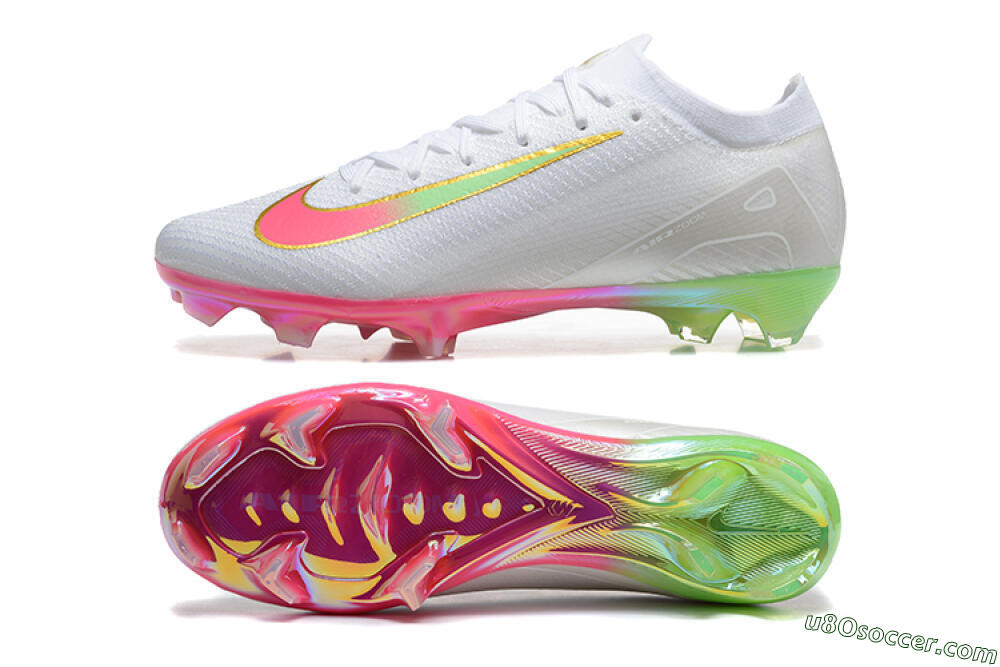 Nike Air Zoom Mercurial Vapor 16 Elite FG Firm Ground Soccer Cleats - White/Pink/Gold 0