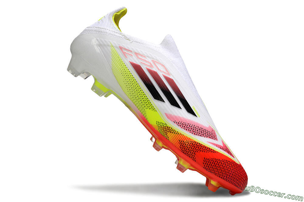 Adidas F50 Elite Laceless FG Firm Ground Soccer Cleats - White/Red/Yellow 5