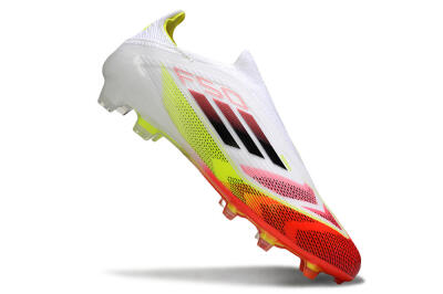 Adidas F50 Elite Laceless FG Firm Ground Soccer Cleats - White/Red/Yellow