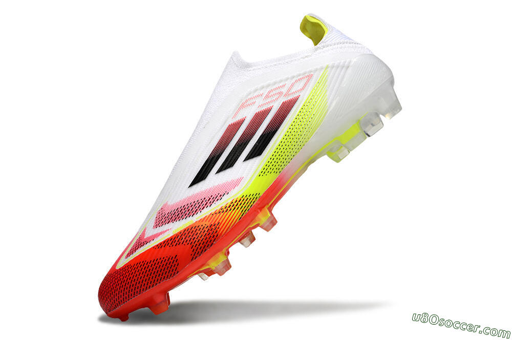 Adidas F50 Elite Laceless FG Firm Ground Soccer Cleats - White/Red/Yellow 6