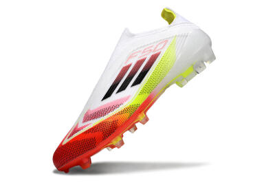 Adidas F50 Elite Laceless FG Firm Ground Soccer Cleats - White/Red/Yellow