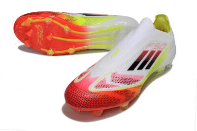 Adidas F50 Elite Laceless FG Firm Ground Soccer Cleats - White/Red/Yellow
