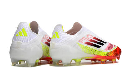 Adidas F50 Elite Laceless FG Firm Ground Soccer Cleats - White/Red/Yellow