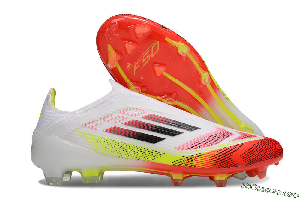 Adidas F50 Elite Laceless FG Firm Ground Soccer Cleats - White/Red/Yellow 1