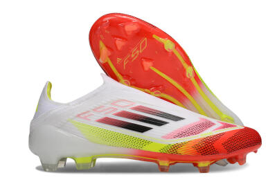 Adidas F50 Elite Laceless FG Firm Ground Soccer Cleats - White/Red/Yellow
