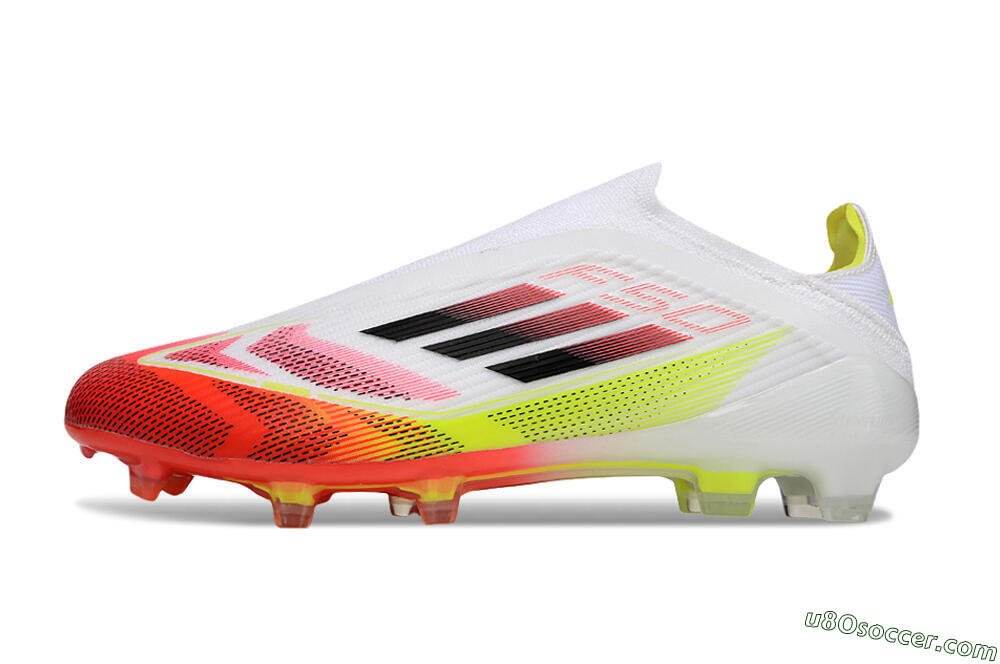 Adidas F50 Elite Laceless FG Firm Ground Soccer Cleats - White/Red/Yellow 2