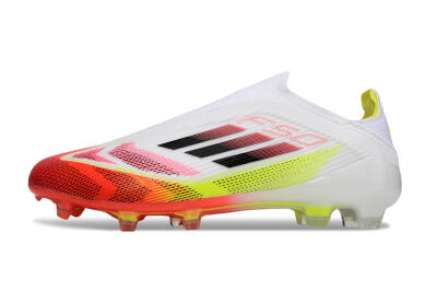 Adidas F50 Elite Laceless FG Firm Ground Soccer Cleats - White/Red/Yellow