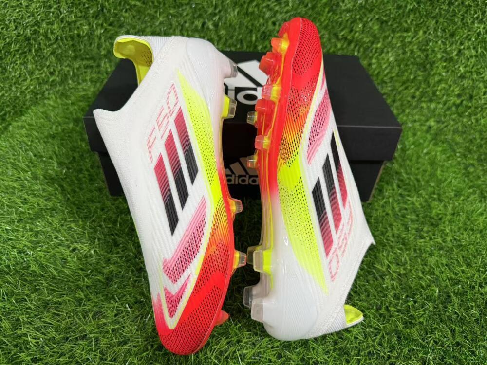 Adidas F50 Elite Laceless FG Firm Ground Soccer Cleats - White/Red/Yellow