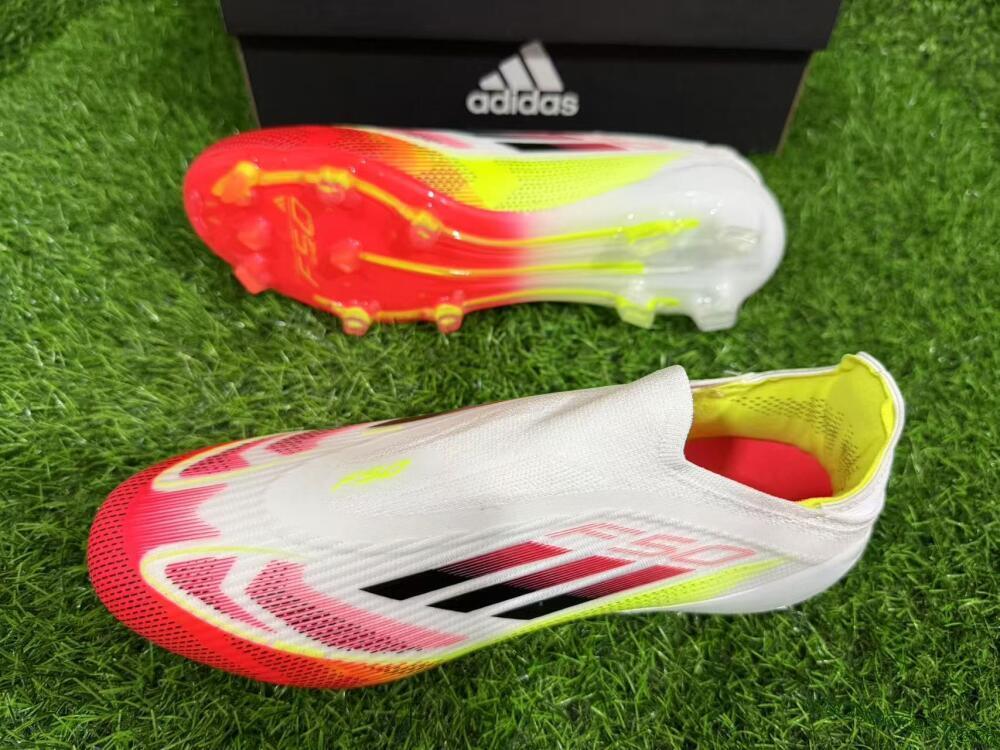 Adidas F50 Elite Laceless FG Firm Ground Soccer Cleats - White/Red/Yellow