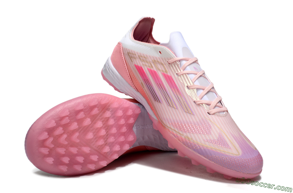Adidas F50 Pro TF Artificial Turf Soccer Shoes - Pink/Gold/White 4