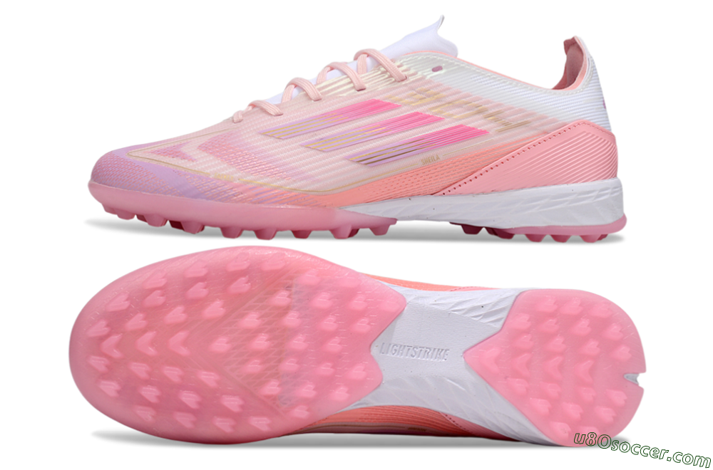 Adidas F50 Pro TF Artificial Turf Soccer Shoes - Pink/Gold/White 0