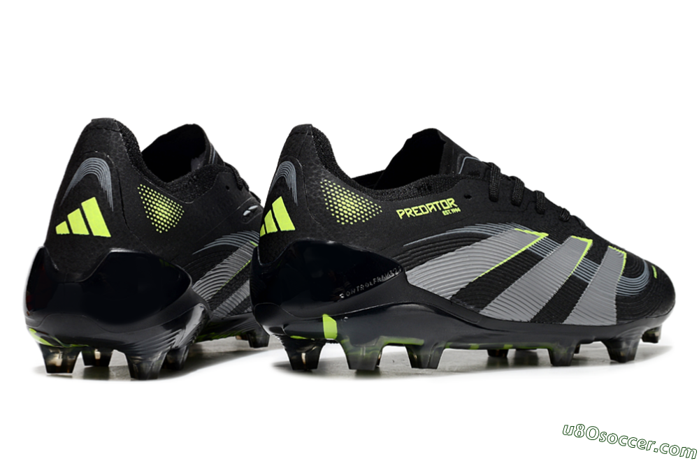 Adidas Predator 25 Elite FG Firm Ground Soccer Cleats - Black/Silver/Yellow 6