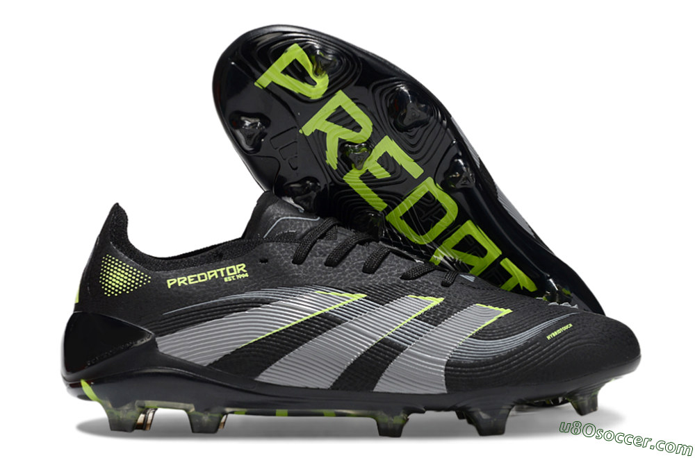 Adidas Predator 25 Elite FG Firm Ground Soccer Cleats - Black/Silver/Yellow 1