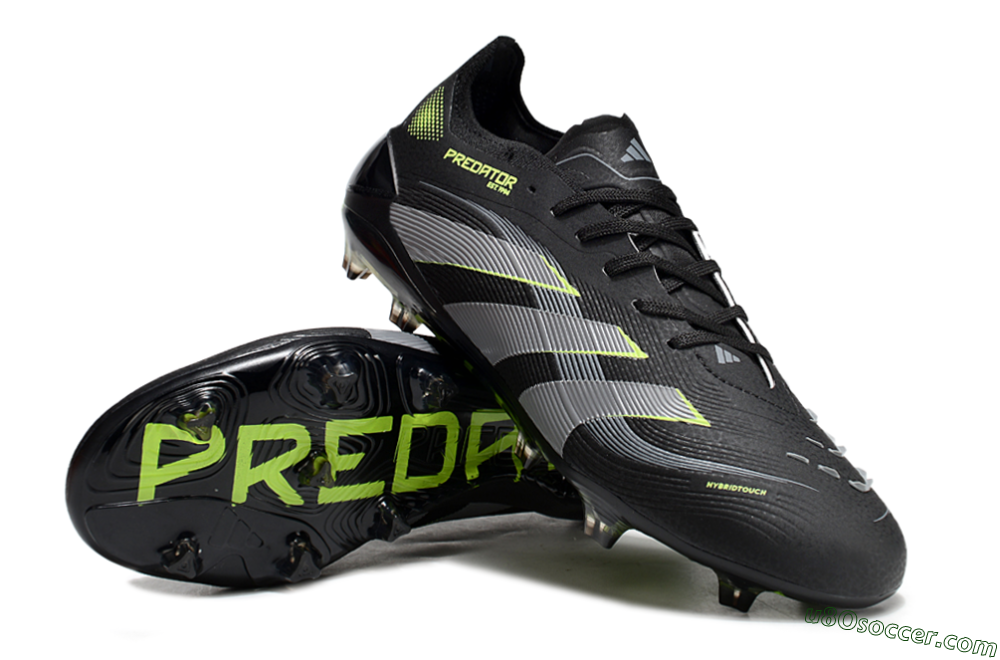 Adidas Predator 25 Elite FG Firm Ground Soccer Cleats - Black/Silver/Yellow 3