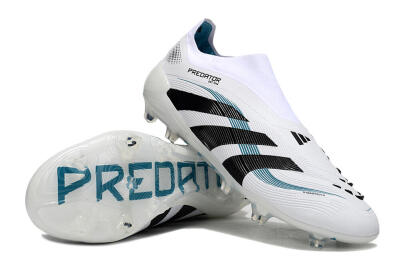 Adidas Predator 25 Elite Laceless FG Firm Ground Soccer Cleats - White/Black/Blue