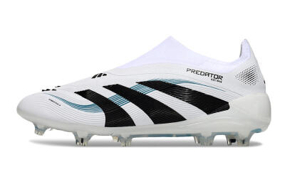 Adidas Predator 25 Elite Laceless FG Firm Ground Soccer Cleats - White/Black/Blue