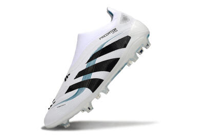 Adidas Predator 25 Elite Laceless FG Firm Ground Soccer Cleats - White/Black/Blue