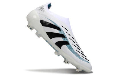 Adidas Predator 25 Elite Laceless FG Firm Ground Soccer Cleats - White/Black/Blue