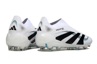 Adidas Predator 25 Elite Laceless FG Firm Ground Soccer Cleats - White/Black/Blue