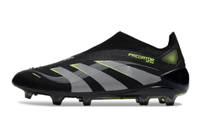 Adidas Predator 25 Elite Laceless FG Firm Ground Soccer Cleats - Black/Silver/Yellow