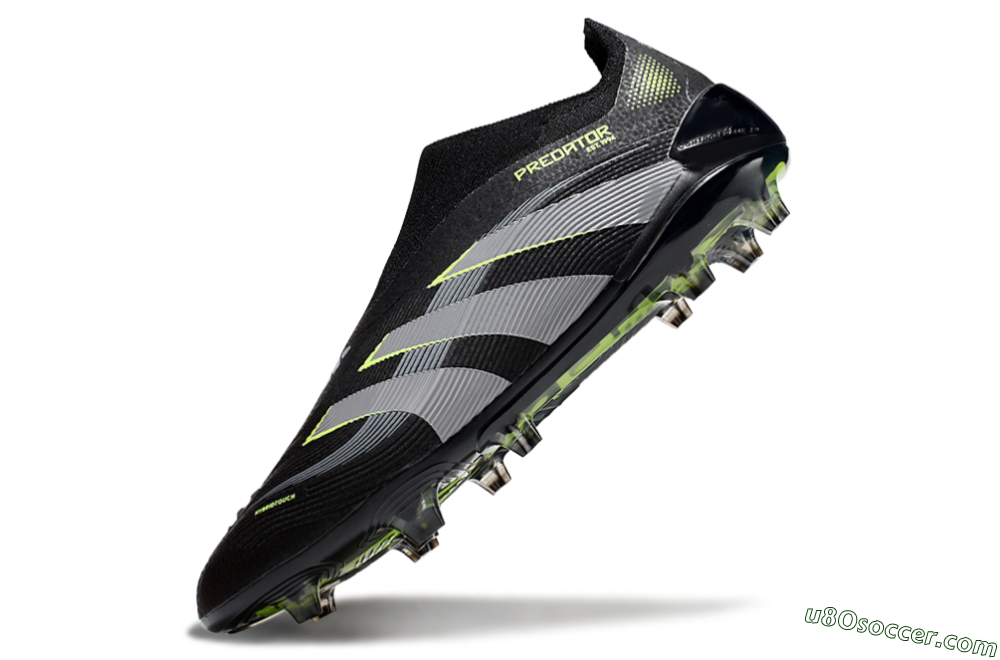 Adidas Predator 25 Elite Laceless FG Firm Ground Soccer Cleats - Black/Silver/Yellow 5