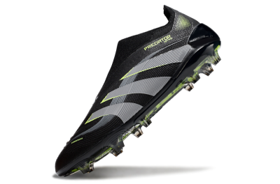 Adidas Predator 25 Elite Laceless FG Firm Ground Soccer Cleats - Black/Silver/Yellow