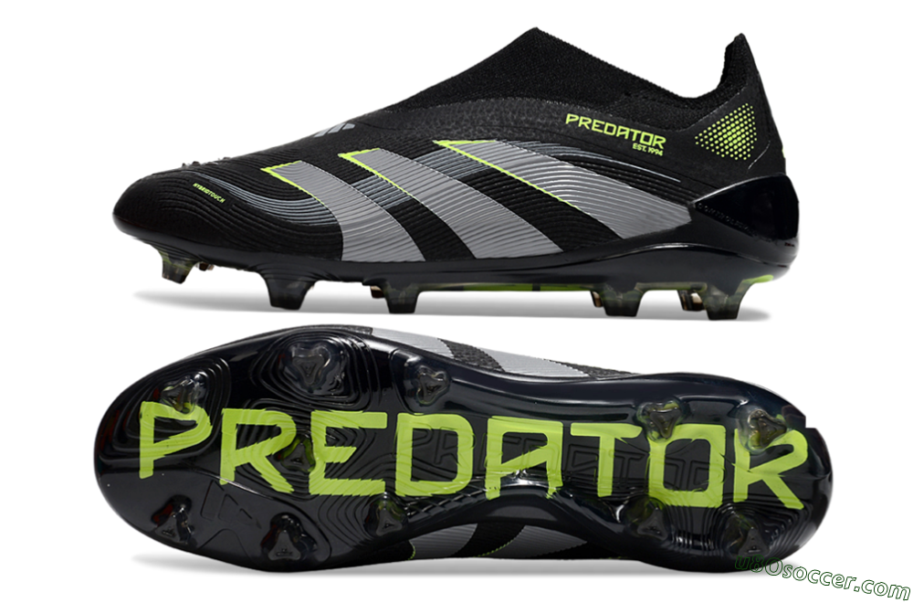 Adidas Predator 25 Elite Laceless FG Firm Ground Soccer Cleats - Black/Silver/Yellow 0