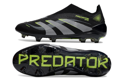 Adidas Predator 25 Elite Laceless FG Firm Ground Soccer Cleats - Black/Silver/Yellow