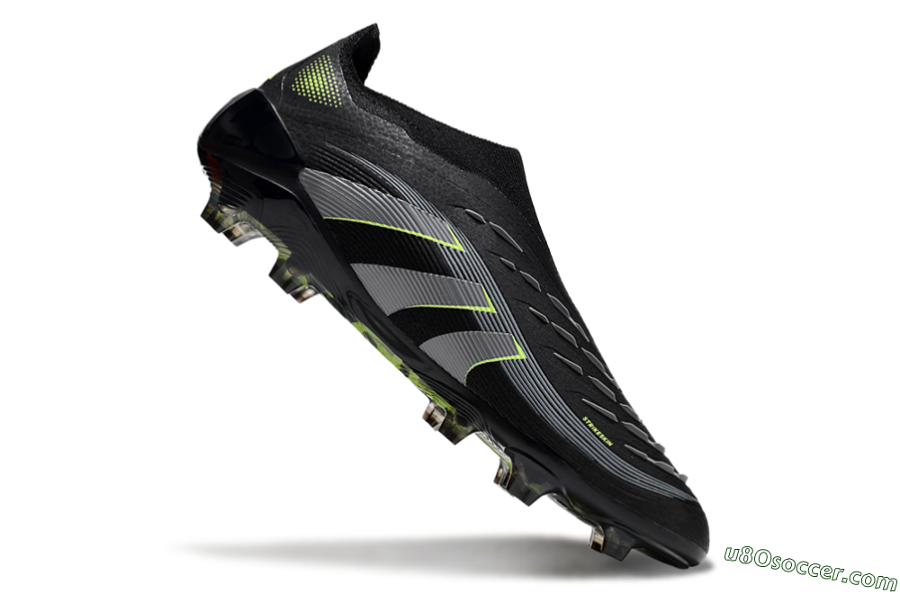 Adidas Predator 25 Elite Laceless FG Firm Ground Soccer Cleats - Black/Silver/Yellow 4