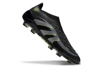 Adidas Predator 25 Elite Laceless FG Firm Ground Soccer Cleats - Black/Silver/Yellow