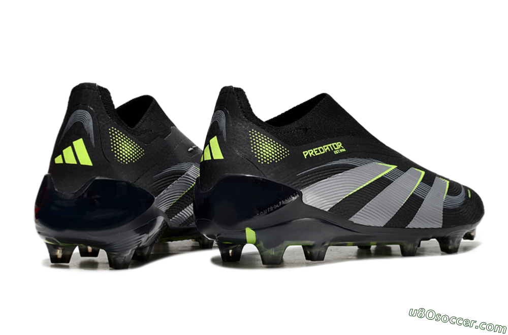 Adidas Predator 25 Elite Laceless FG Firm Ground Soccer Cleats - Black/Silver/Yellow 6