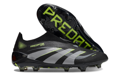 Adidas Predator 25 Elite Laceless FG Firm Ground Soccer Cleats - Black/Silver/Yellow