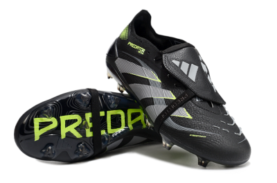 Adidas Predator 25 Elite Foldover Tongue FG Firm Ground Soccer Cleats - Black/Silver/Yellow