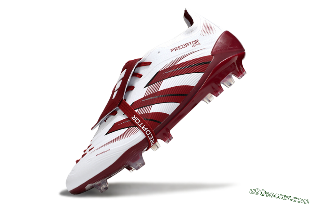 Adidas Predator 25 Elite Foldover Tongue FG Firm Ground Soccer Cleats - White/Red/Black 5