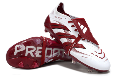 Adidas Predator 25 Elite Foldover Tongue FG Firm Ground Soccer Cleats - White/Red/Black