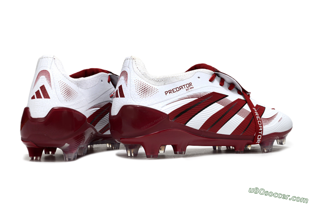 Adidas Predator 25 Elite Foldover Tongue FG Firm Ground Soccer Cleats - White/Red/Black 6