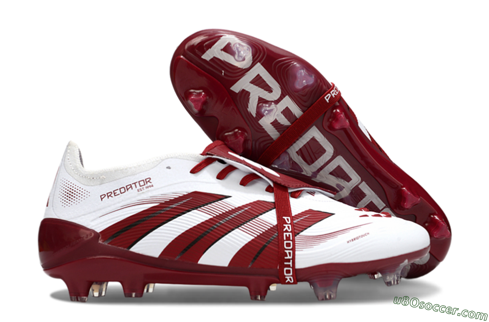 Adidas Predator 25 Elite Foldover Tongue FG Firm Ground Soccer Cleats - White/Red/Black 1