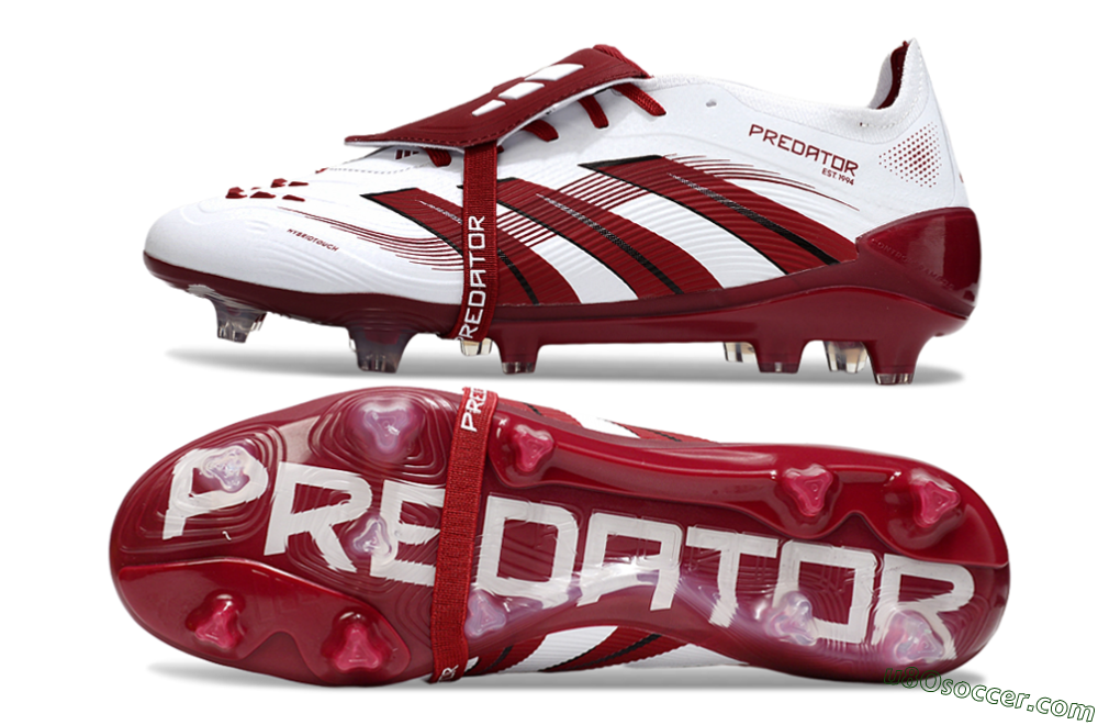 Adidas Predator 25 Elite Foldover Tongue FG Firm Ground Soccer Cleats - White/Red/Black 0