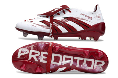 Adidas Predator 25 Elite Foldover Tongue FG Firm Ground Soccer Cleats - White/Red/Black